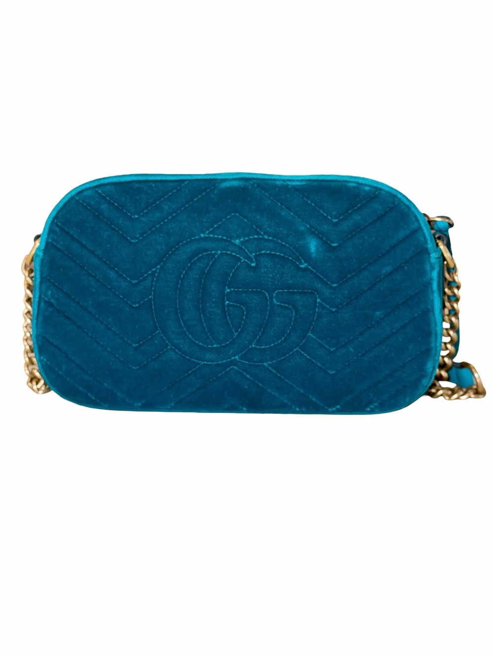 Gucci Teal Velvet GG Marmont Crossbody Bag/Shoulder bag. - Picture 2 of 13